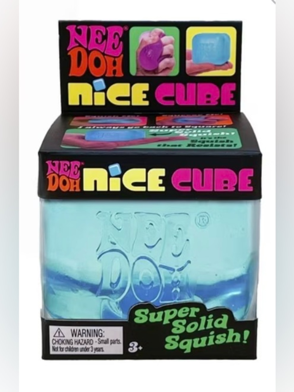 NeeDoh Nice Cube Super Solid Squish Blue Stress Toy